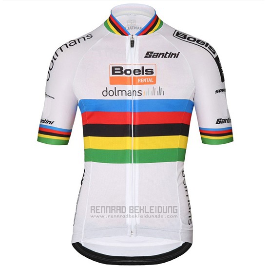 2018 Fahrradbekleidung UCI Weltmeister Leader Boels Dolmans Wei Trikot Kurzarm und Tragerhose - zum Schließen ins Bild klicken